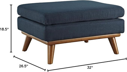 Modway Engage Mid-Century Modern Upholstered Fabric Ottoman in Azure - Image 3