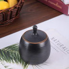 Kitchen Canisters Vintage Ceramic Food Storage Jar with Airtight Lid for Tea, Coffee, Herb, Sugar, Spice, Nuts (Black)