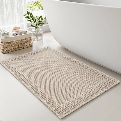 RESARE Waffle Bath Mat for Bathroom Non Slip Bathroom Rugs 20x32 Pale Beige | by Resare