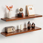 32 Inch Teak Floating Shelves Set of 2 by Unknown