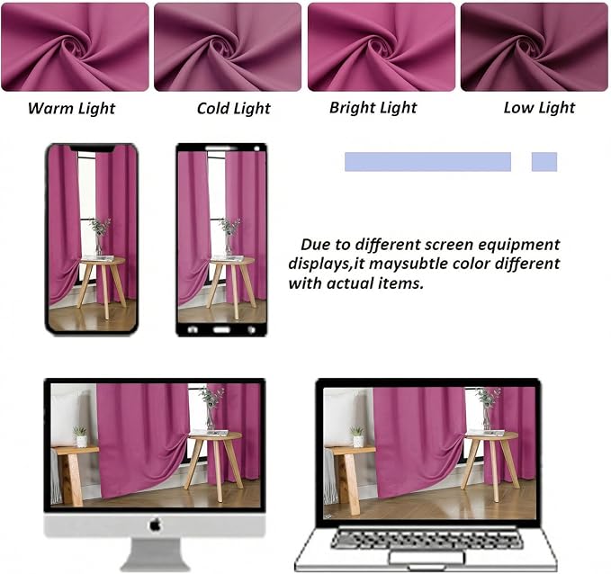 Simplebrand Ava Hot Pink Short Blackout Curtains - Image 7