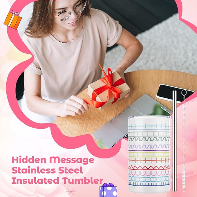 Geiserailie Hidden Message Tumbler Coffee Travel Insulated Mug Skinny Tumbler with Lid and Straw Gift Cup for Bestie Friend Coworker(12 oz)
