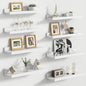 Floating Picture Ledge Shelves Set of 8, 16 Inch Solid Wood Wall Shelves by FLYJOE