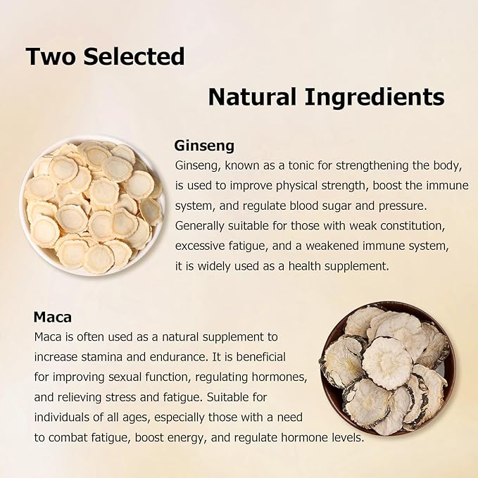 HANFANGLING Ginseng Maca Tea, Natural and Health, Caffeine-Free Herbal Tea,20 Tea Bags,2.82oz