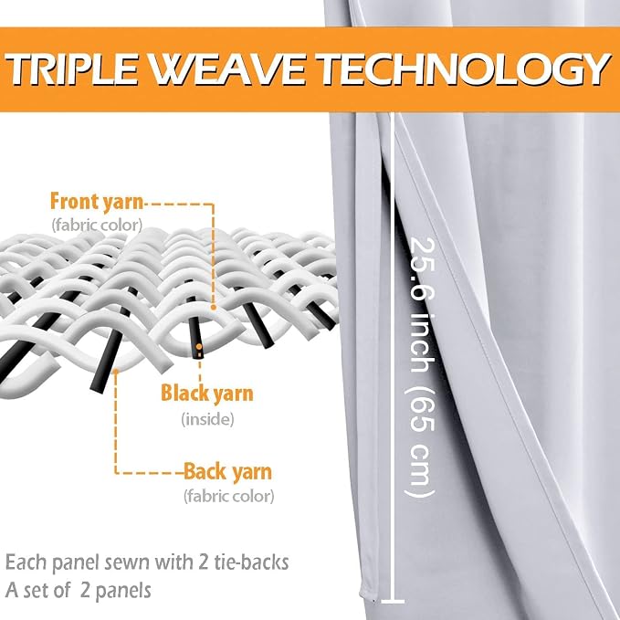 Blackout Curtains for Bedroom, 2 Panels, Window Curtains for Living Room - Image 3