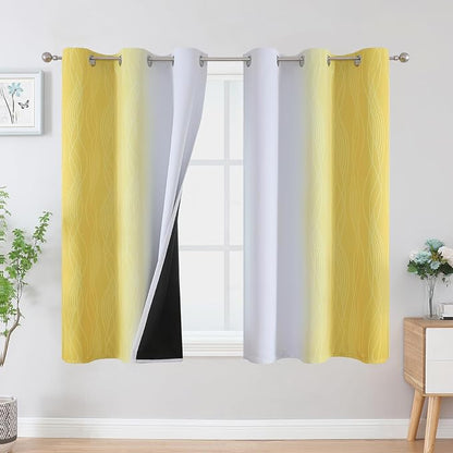 Yellow and Greyish White Ombre Blackout Curtains by ESTELARTEXTILER