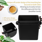 Large Square Knock Box Shock-absorbent Knock Box Espresso with Removable Knock Bar and Non-Slip Base Espresso Accessories for Home/Office (Large Black Knock Box with Tamper Mat)