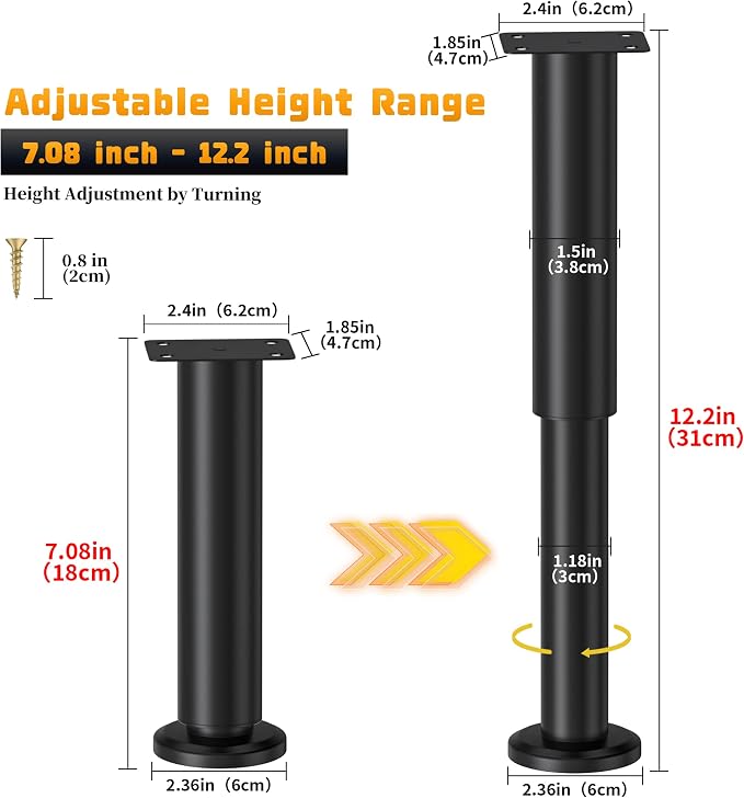 Wlrrcwdttc 2 Pcs Adjustable Height Bed Support Legs - Image 2