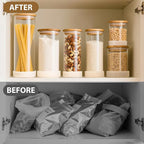 Glass Storage Containers with Bamboo Lids – 7 Pack Airtight Clear Glass Jars in Mixed Sizes (17oz/25oz/34oz/53oz/73oz) for Pantry Organization, Kitchen Dry Food, Coffee, Flour, Pasta & Snacks