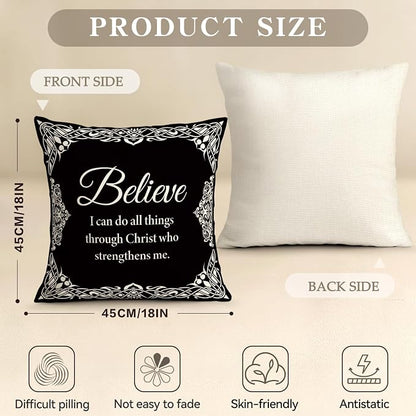 OBSEDE Black and White Bible Verse Decorative Throw Pillow Covers 18 × 18 in - Image 3
