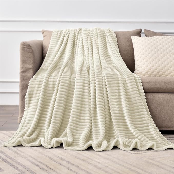 BEDELITE 3D Ribbed Jacquard Beige King Size Blankets - Image 5