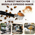 Espresso Portafilter 54mm Bottomless - Compatible with Breville Duo-temp, Infuser, Bambino, Barista Express, Barista Touch, and Barista Pro Espresso - Stainless Steel Filter Basked Included
