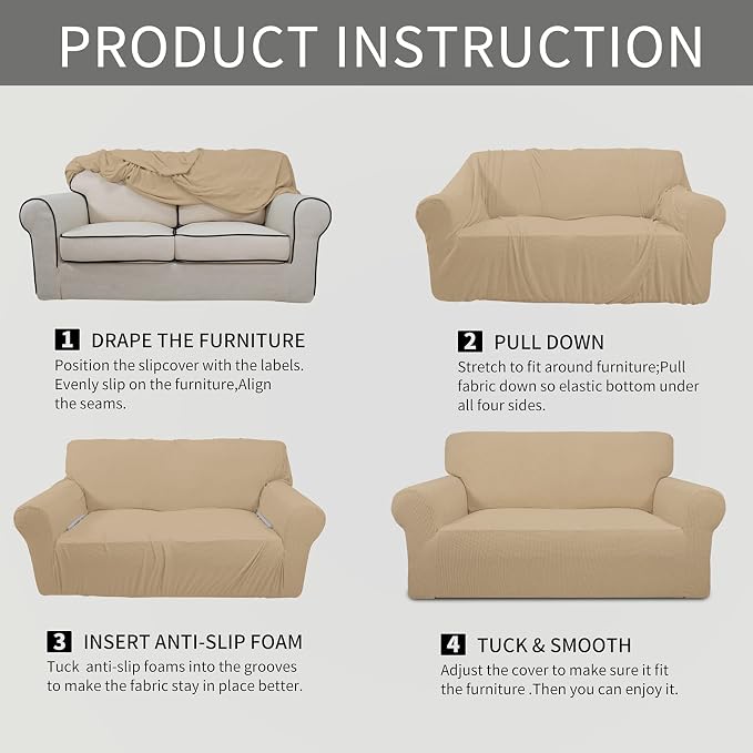 Easy-Going Stretch Oversized Sofa Couch Slipcover Washable Sand | 1-Piece Extra - Image 8
