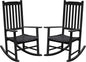 Flamaker Acacia Wood Patio Rocking Chair Set of 2, High Back and Widen Armrest by Flamaker