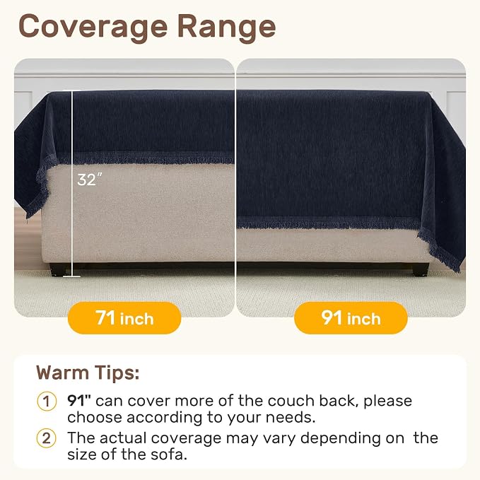 2 Pieces Sectional Couch Covers L Shaped Cover XXL Navy Blue | Thick Washable - Image 5