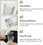 2 Pack Iced Coffee Cup with Lids, 20oz Clear Glass Tumbler with Straw & Lid, Ribbed Glassware Cups, Dishwasher Safe Drinking Glasses, Stylish Glass Cups for Coffee, Juice, Tea, Matcha