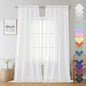 White Sheer Curtains 90 Inches Long 2 Panels, Farmhouse Voile Window Drapes Rod by Lecloud
