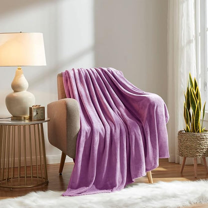 KMUSET Fleece Blanket Twin Size Lilac Lightweight Super Soft Cozy Luxury Bed - Image 3