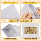 Jetmore-50pcs-Smell-Proof-Bag, Resealable Zip Lock Bags Various Sizes, Reusable Snack Bags, Stand Up Packing Bags with Window, Small Brown Paper Pouches for Candy, Nuts, Spice, Sample, Product