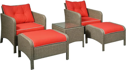 Outsunny 5 Pieces Rattan Wicker Lounge Chair Outdoor Patio Conversation Set by Outsunny