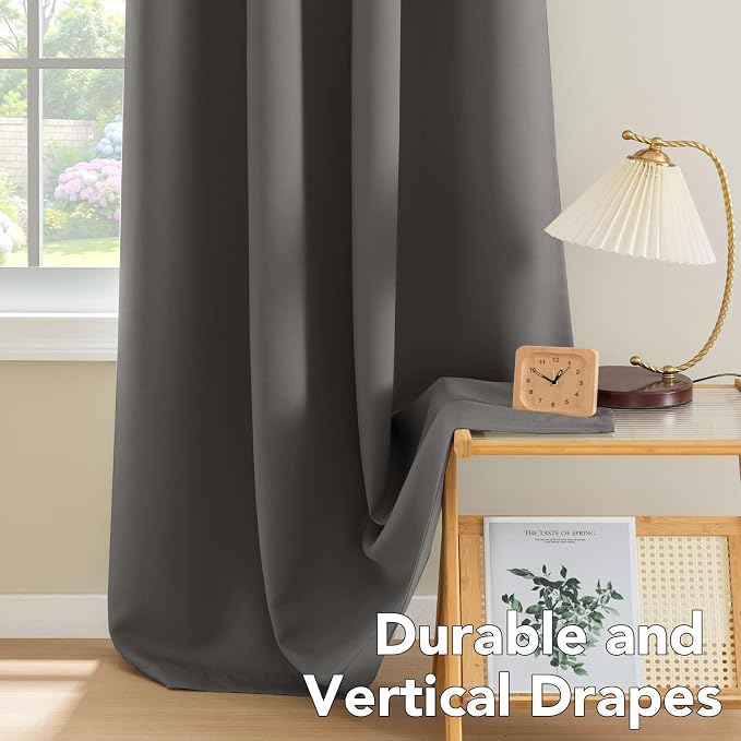 H.VERSAILTEX Premium Solid Thermal Insulated Blackout Grey Curtains Window - Image 8