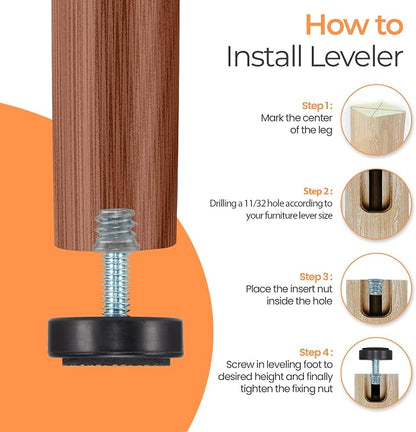 M6 Adjustable Furniture Leveler, 12 Pack Rubber Leveling Feet Screws in Threaded - Image 5