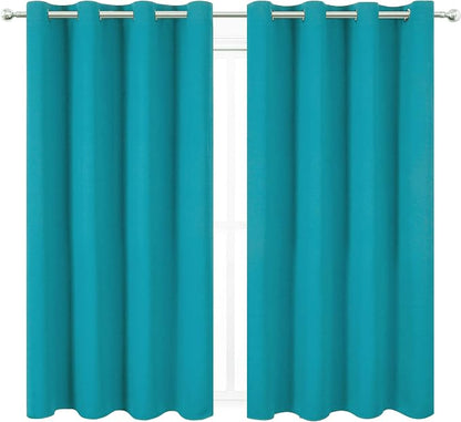 Turquoise Thermal Blackout Curtains/52 x 72 Inch/Set of 2 Panels Room Darkening - Image 2