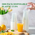 Vplus 2000 Pack 9 OZ Clear Plastic Cups, 9 Ounce Disposable Cold Water Party Drinking Cups for Wedding Thanksgiving Christmas Party
