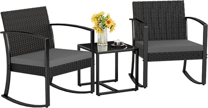 Homall Patio Furniture Set 3 Piece Resin Outdoor Bistro Set Rocking Patio Chairs by Homall