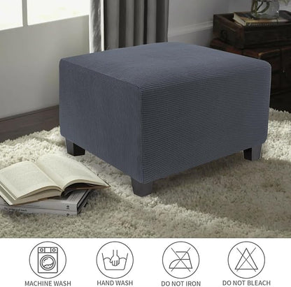 NeColorLife Stretch Ottoman Cover Square Soft Knitted Jacquard Washable Thick - Image 6