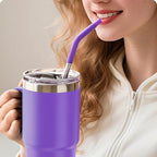 Metal Straws with Silicone Tip for 42 oz YETI Tumbler, 4 Pcs Reusable Stainless Steel Straws for 42 oz YETI, 30oz Stanley Cup(Color 4)