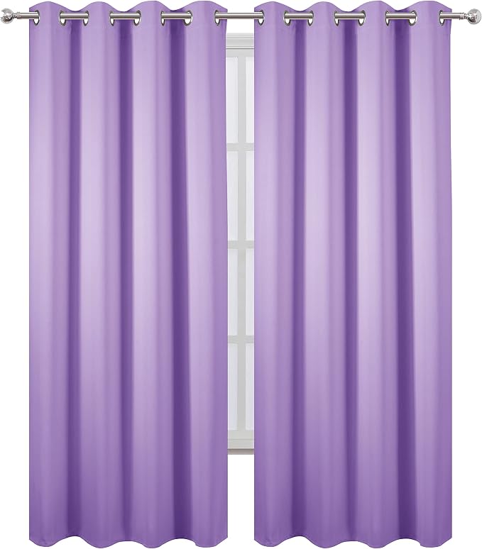 Lilac Blackout Curtains 52 x 84 inch/Lavender Curtains Set of 2 Panels/Thermal - Image 2