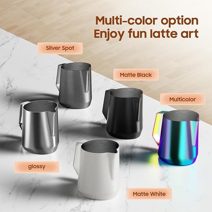 MHW-3BOMBER Milk Frothing Pitcher - 20oz/600ml Milk Frother Cup with U-Shaped Spout - SUS 304 Steaming Pitcher - Cappuccino Latte Art Cup for Barista - Quadrilateral Body - P5183-OS