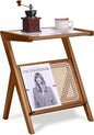Tiita Rattan Side Table, Mid Century Nightstand, Bamboo Accent Bedside Tables by TiitaHome