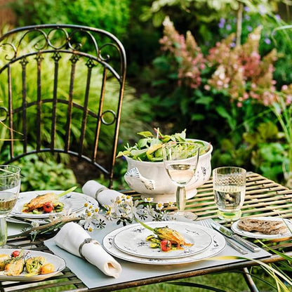 Villeroy & Boch Old Lu x Embourg Service Plate, 30 cm, Premium Porcelain, White/Blue