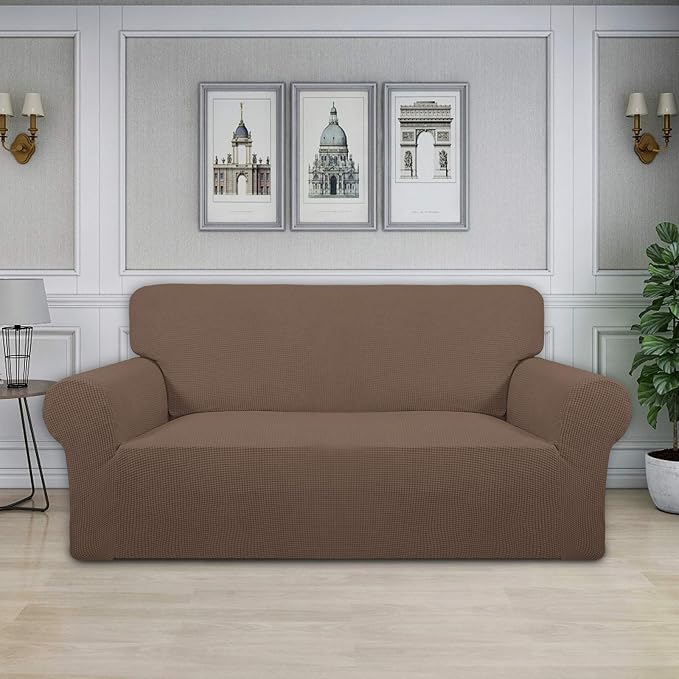 Easy-Going Stretch Oversized Loveseat Couch Covers Washable Brown | 1-Piece - Image 2