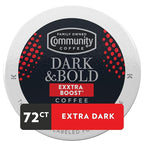 Community Coffee Dark & Bold Exxtra Boost 72 Count Coffee Pods, Compatible with Keurig 2.0 K-Cup Brewers, 12 Count (Pack of 6)