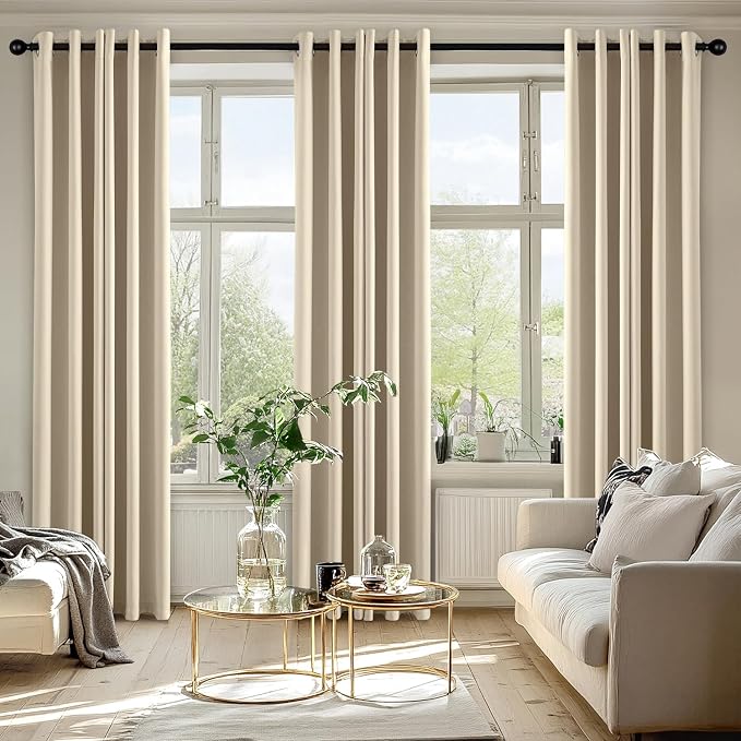 MIULEE Blackout Curtains for Bedroom 2 Panels 34 x 72 Inch Long Cream Beige | - Image 6