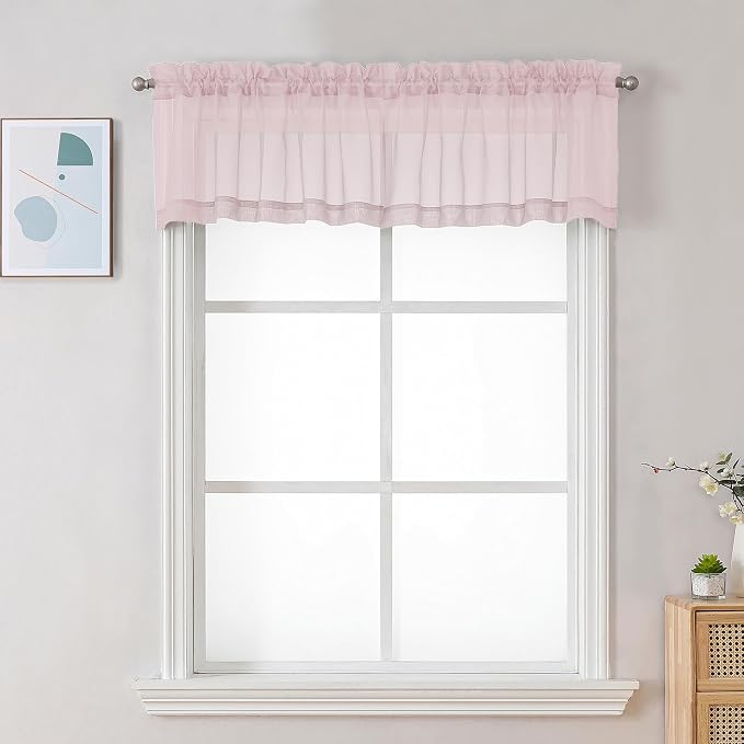 Chyhomenyc Sheer Valances for Windows 2 Pack, Small Window Curtains for Living by Chyhomenyc