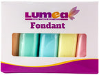 Dekozauber24 Fondant icing multipack, 5 pastel colors, 3.5oz (100g) rolled fondant per color, for cakes, cupcakes and figurines in pastel colored green, blue, pink, peach and yellow (PASTEL)