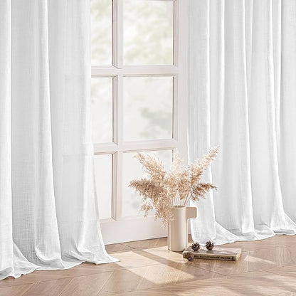 MIULEE White Linen Curtains 84 Inch Length 2 Panels - Image 5
