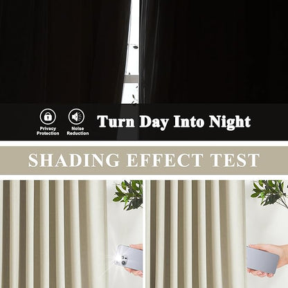 Vision Home Sand Pinch Pleated Full Blackout Curtains Linen Blended Room - Image 3