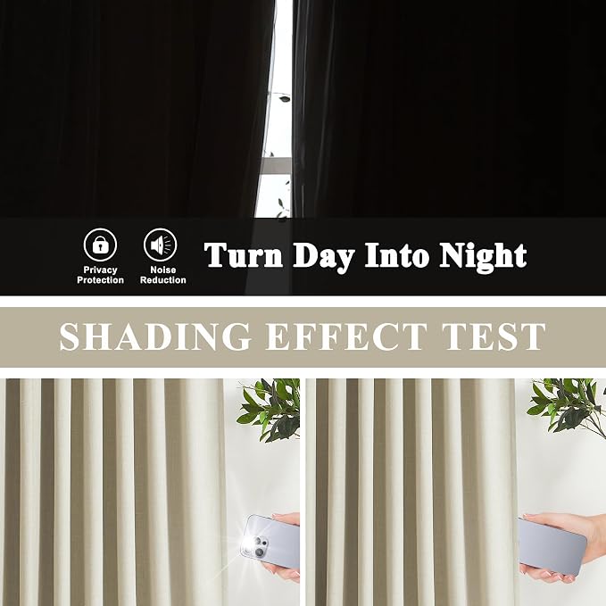 Vision Home Sand Pinch Pleated Full Blackout Curtains Linen Blended Room - Image 3