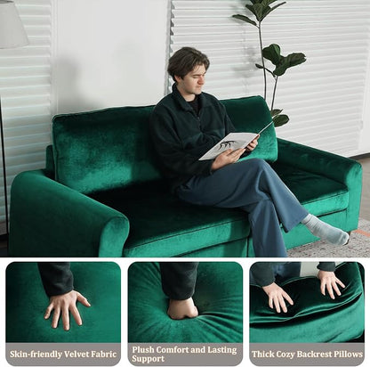 EASE MOOSE 88.5" Large Seat Velvet Loveseat Sofa, Soft Deep Seat Couches - Image 7