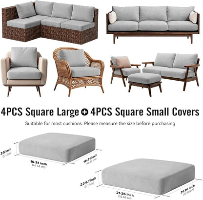 8Pcs Outdoor Cushion Covers, Stretch Patio Furniture Couch Chair Slipcovers | - Image 2
