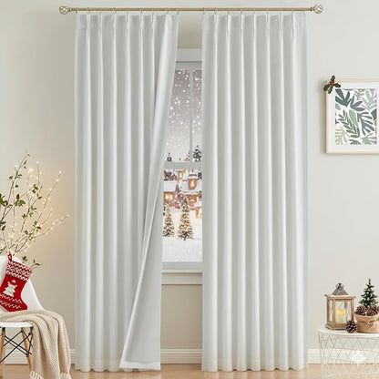 Vision Home White Pinch Pleated Full Blackout Curtains Thermal Insulated Window - Image 9