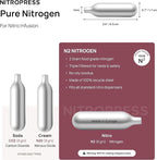 10 PCS NitroPress Nitrogen Coffee Chargers – Pure N2 Cartridges for Nitro Cold Brew Coffee Maker, Cocktails, Tea, and Beer – Use with NitroPress Instant Nitrogen Diffuser System