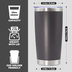 20oz Tumbler Bulk Stainless Steel Tumbler Cup with Lid Vacuum Insulated Double Wall Travel Mug, Durable Powder Coated Travel Coffee Tumbler Mug for Hot & Cold Drinks, Grey,8 Pack