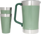 Stanley Stay-Chill Pitcher 64 oz | Cold Water, Beer, and Drink Pitcher with Lid | Large Capacity Durable Beverage Container with Handle | Insulated Stainless Steel | BPA-Free | Hammertone Green