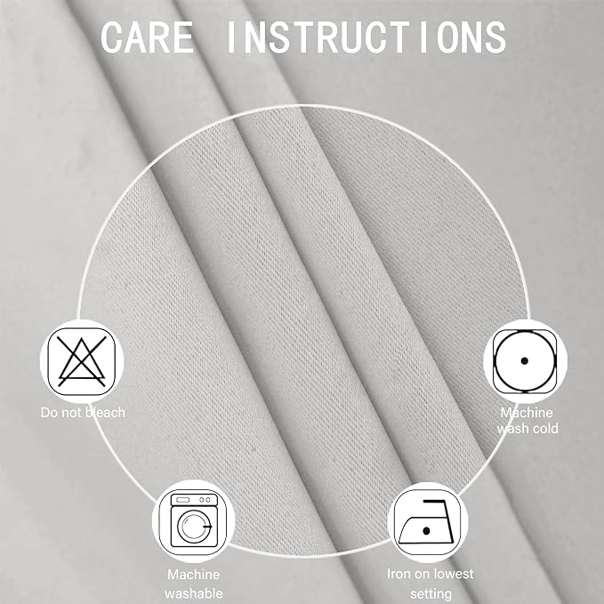 Blackout Curtains 52 x 120 Inch Long Light Grey Curtains Set of 2 Panels Room - Image 4